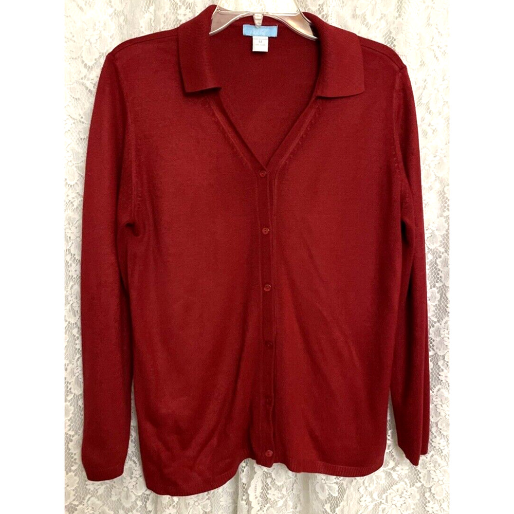 Jennifer Moore Women Size M Red Long Sleeve Bouton Up Sweeter